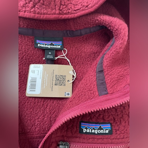 Patagonia Women's Retro Pile Fleece Hoodie Jacket Size M Carmine Red - Picture 10 of 16